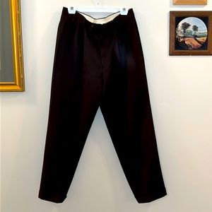 Men’s Dress Pants, Slacks, Dark Brown, Cream, Wool Mark, Size 36, Good Condition